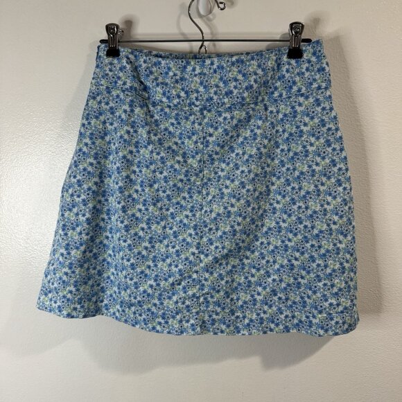 Vintage Y2K 90s St. John's Bay Skirt Skort 8 A-line Ditsy Floral Blue Stretch - Picture 5 of 7